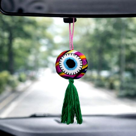 Handmade Printed Evil Eye Tassel Charm